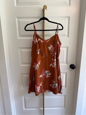 Forever 21+ Y2K Boho Cottagecore Terracotta Floral Cutout Back Dress 1X
